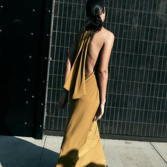 ZARA LONG OPEN BACK HALTER DRESS - Picture 8 of 9